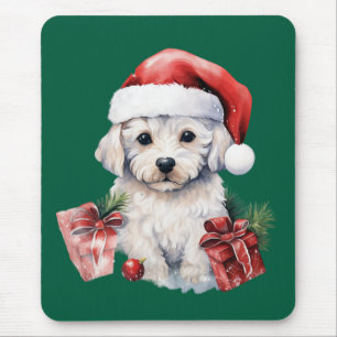 Tapis De Souris Bichon frisé mignon à Noël