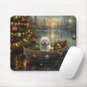 Tapis De Souris Bichon Frise Noël Festive Voyage (Avec souris)