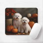 Tapis De Souris Bichon Frise Puppy Automne Citrouille délice (Avec souris)