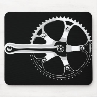 Tapis De Souris Bicyclette Crankset - blanc de Pista sur le noir