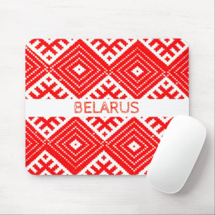 Tapis De Souris Biélorussie Б е л р у а с Folk Motif Rouge Souris
