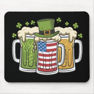 Tapis De Souris Bière Irlandaise Irlande États-Unis Drapeau Améric
