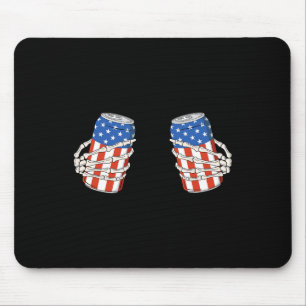 Tapis De Souris Bière peut squelette main drôle 4 juillet américai