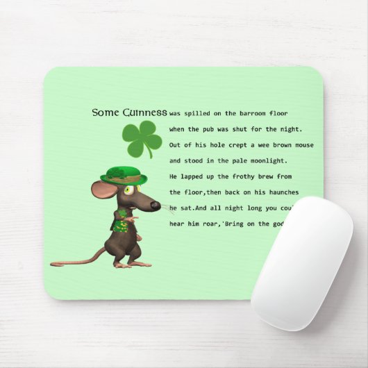 Tapis De Souris Bière potable de souris irlandaise (Avec souris)