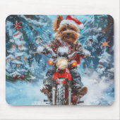 Tapis De Souris Biewer Terrier Chien équitation Moto Noël (Devant)