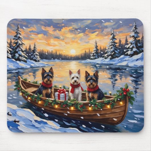 Tapis De Souris Biewer Terrier Christmas Boat Holiday (Devant)