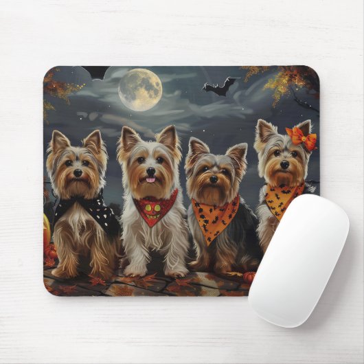 Tapis De Souris Biewer Terrier Halloween Éffrayant (Avec souris)