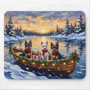 Tapis De Souris Biewer Terrier Noël Bateau Fêtes