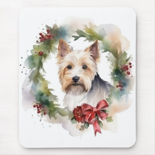 Tapis De Souris Biewer Terrier Noël Wreath Festive Pup (Devant)