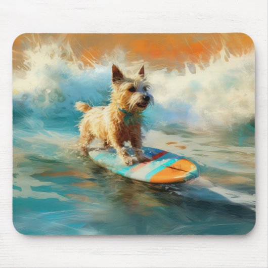 Tapis De Souris Biewer Terrier Plage Surf Peinture (Devant)