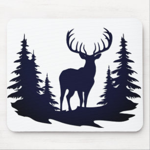 Tapis De Souris Big Buck Parmi Pine Trees Vector