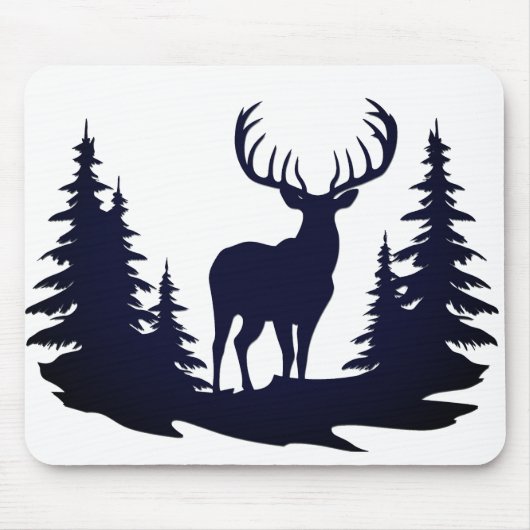 Tapis De Souris Big Buck Parmi Pine Trees Vector (Devant)