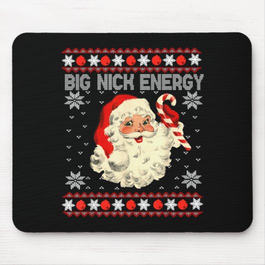Tapis De Souris Big Nick Energy Funny Santa Ugly Christmas Sweater (Devant)