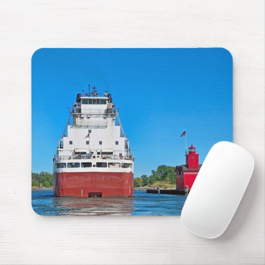 Tapis De Souris Big Red Lighthouse et un cargo (Avec souris)