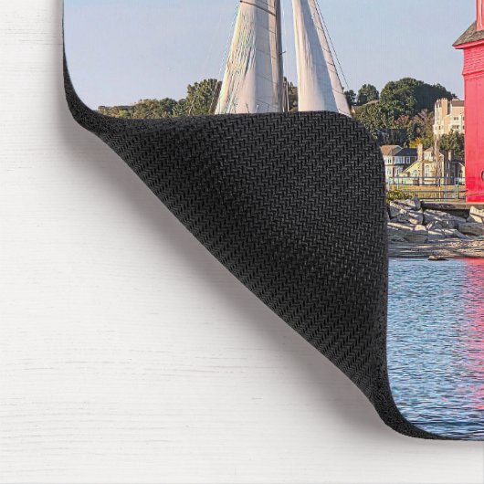 Tapis De Souris Big Red Lighthouse With Sailboat (Coin)