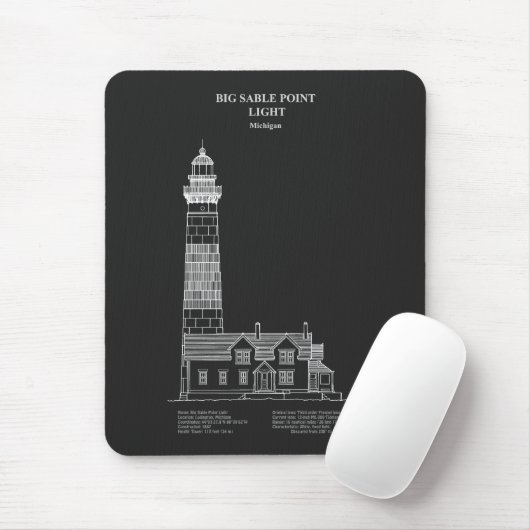 Tapis De Souris Big Sable Point Lighthouse - Michigan – PD (Avec souris)
