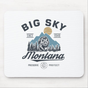 Tapis De Souris Big - Sky Montana Neige Ski Lodge Rétro Branché