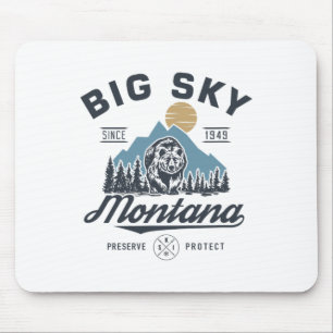 Tapis De Souris Big - Sky Montana Ski de neige tendance Retro Lodg