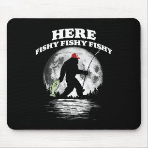 Tapis De Souris Bigfoot B Night Fishing ! Ici Fishy Bquatch Sasqua