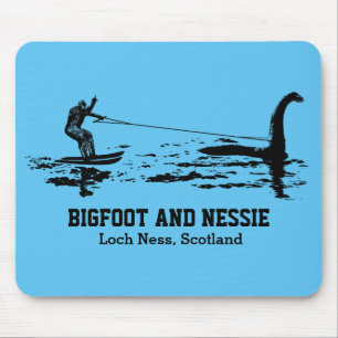 Tapis De Souris Bigfoot et Nessie Loch Ness Texte personnalisé