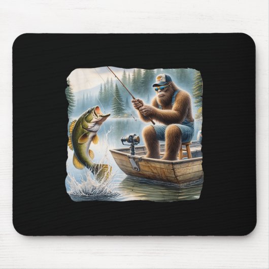 Tapis De Souris Bigfoot Fishing Funny Sasquatch Été B Pêcheur (Devant)