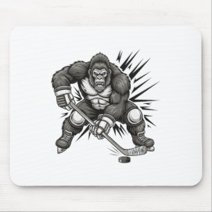 Tapis De Souris Bigfoot Joueur de hockey drôle Sasquatch Ice