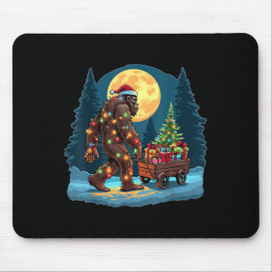 Tapis De Souris Bigfoot Père Noël Christmas Tree Lights Xmas Sasqu