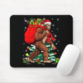 Tapis De Souris Bigfoot Santa Carrying Christmas Bag Xmas Hat Sasq (Avec souris)