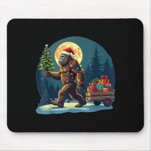 Tapis De Souris Bigfoot Santa Hat Noël Arbre Lumières Noël Sasqu