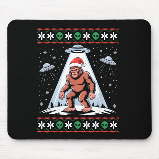 Tapis De Souris Bigfoot Santa Ufo Alien Funny Ugly Christmas Sweat (Devant)