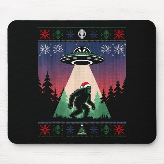 Tapis De Souris Bigfoot Santa Ufo Alien Funny Ugly Christmas Sweat (Devant)