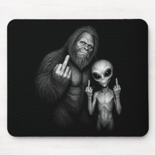 Tapis De Souris Bigfoot Sasquatch Alien de l'espace Doigt du Milie