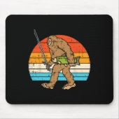 Tapis De Souris Bigfoot Sasquatch Pêche Retro Pêcheur Hommes Femme (Devant)