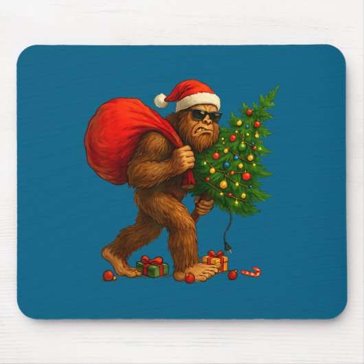 Tapis De Souris Bigfoot Stealing Christmas Tree Lights Xmas Boys M (Devant)