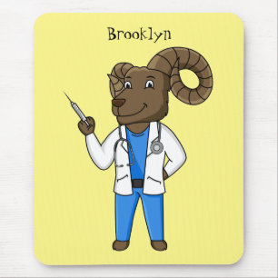 Tapis De Souris Bighorn sheep doctor cartoon illustration