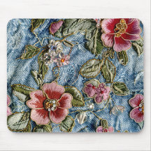 Bijou brodé Floral Denim Texture