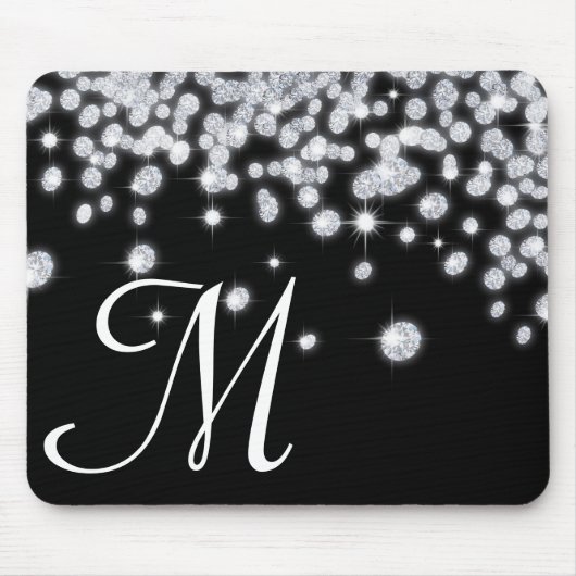 Tapis De Souris Bijoux en diamant Bijoux Monogramme Souris initial (Devant)