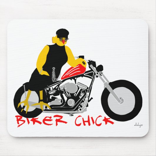 Tapis De Souris BIKER CHICK assise sur sa moto (Devant)