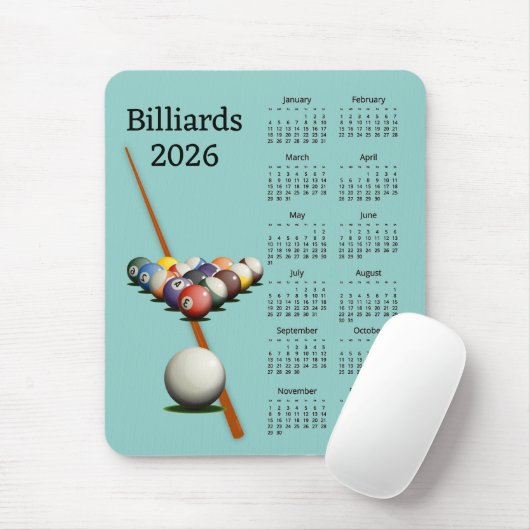 Tapis De Souris Billiards Pool 2026 Calendar Mousepad (Avec souris)