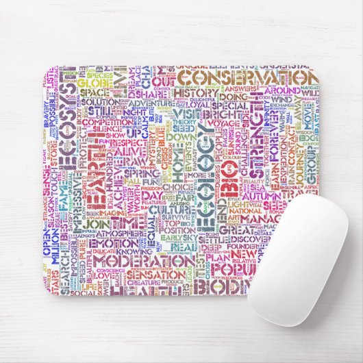 Tapis De Souris Bio Nuage de Mots Texte Motif Biodiversité (Avec souris)