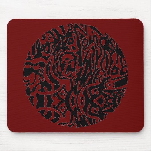 Tapis De Souris "Bird Creature" B&W Abstrait (Devant)