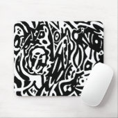 Tapis De Souris "Bird Creature" B&W Abstrait (Avec souris)