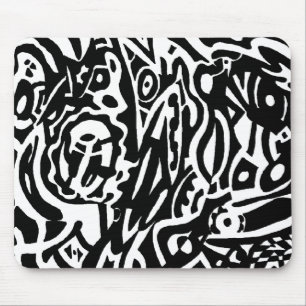 Tapis De Souris "Bird Creature" B&W Abstrait