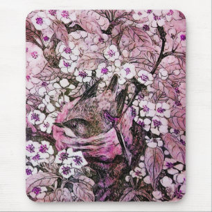 Tapis De Souris BIRD NEST, blanc rouge rose violet