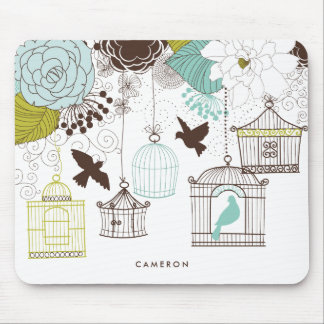 Tapis De Souris Birdcages vintages Floral Personnalisé Mousepad