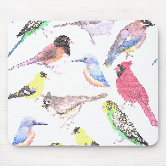 Tapis De Souris Birds of America- pets and wild birds mosaic (Devant)