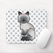 Tapis De Souris Birman / Ragdoll Point Bleu Chat & Pattes Mignon (Avec souris)