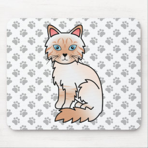 Tapis De Souris Birman / Ragdoll tigré pointe rouge Chat & Pattes