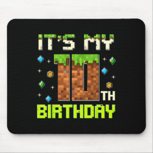 Tapis De Souris Birthday Boy C'est mon 10e anniversaire Gamer Pixe