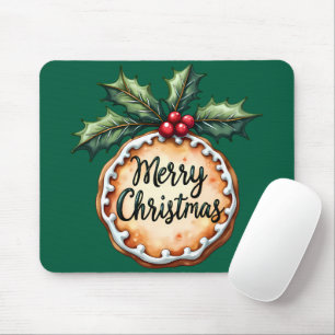 Tapis De Souris Biscuit de Noël avec des baies de houx